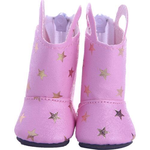Doll Boots Shoes Pink Star Boots For 14.5 Inch Doll Wellie Wisher Doll Clothes Accessories