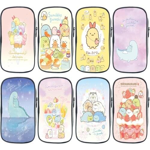Large Capacity Kids Sumikko Gurashi Pencil Case Children Zipper Stationery Bags Boys Girls Students Cartoon Anime Pencil Box