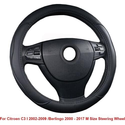 Car Steering Wheel Cover Wrap For Citroen C3 I 2002 - 2009 Berlingo 2000 - 2017 M Size Round Steering Wheel Car Accessories