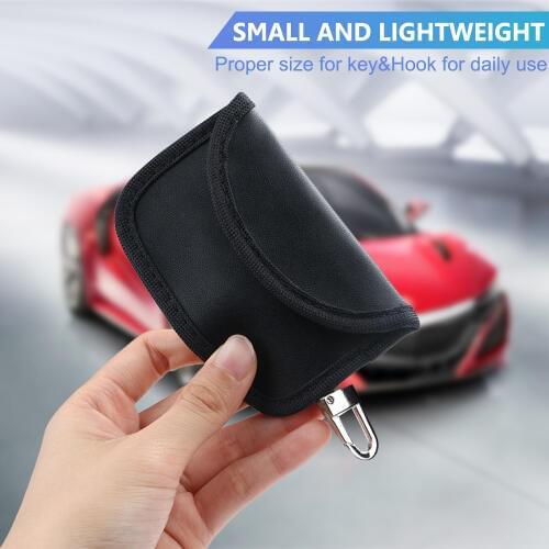 PU black Mini Car Fob Signal lock Blocker Case RFID Signal Blocking Bag For Key Shielding Pouch Wallet Case Waterproof Privacy