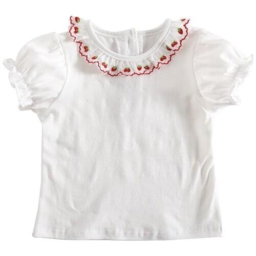 Girls' T-shirts short sleeves new summer thin baby tops girls' childrens cotton doll collar kids summer clothes