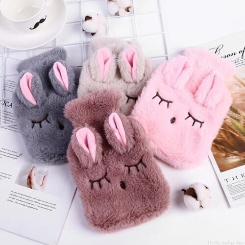 Hot Cute PVC Stress Pain Relief Therapy Hot Water Bottle Bag with Knitted Soft Cozy Cover Winter Warm Heat Reusable Hand Warmer