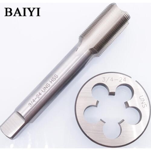 HSS 3/4-24 UNS Tap + 3/4-24 UNS Die Right Hand US Tap Pitch Threading Tools For Mold Machining
