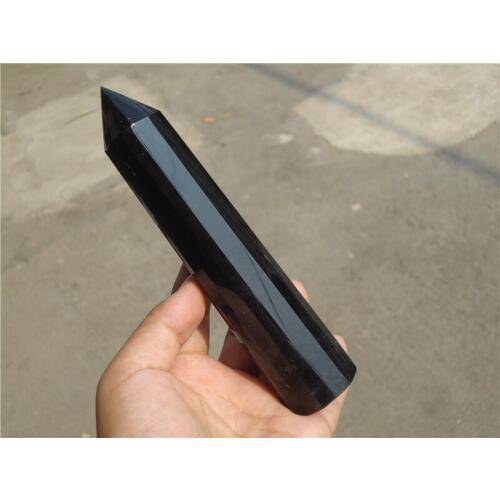 156MM Natural Black Obsidian Quartz Crystal Single Terminated Wand Healing