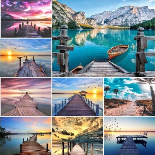 5D Diy Diamond Painting Landscape Sea View Rhinestone Picture Full Square/Round Mosaic Diamond Embroidery Home Decoration Gift