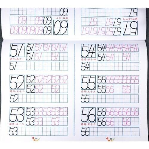 Books 0-100 Beginner Pure Digital Pencil Description Practice Copybook Children Ladder Trace Red Basic Writing Book Libros Livro