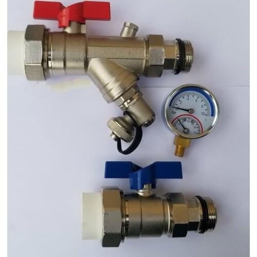 DN25 floor heating manifold with brass ball valve PPR inlet valve water filter valve floor heating system manifold