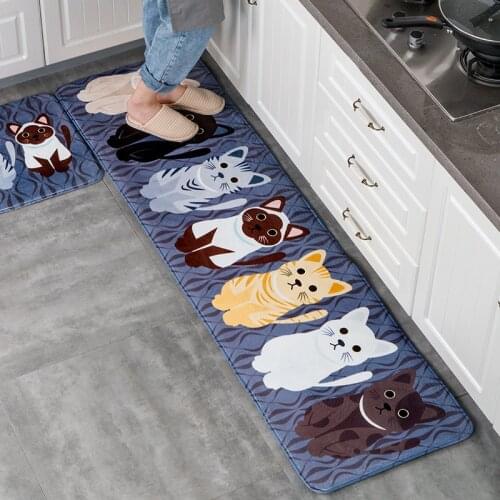 Carpet Kitchen Carpets Doormats Kawaii Welcome Floor Mats Carpet Printed Hallway Cat Floor Mat for Living Room Anti-Slip Tapete