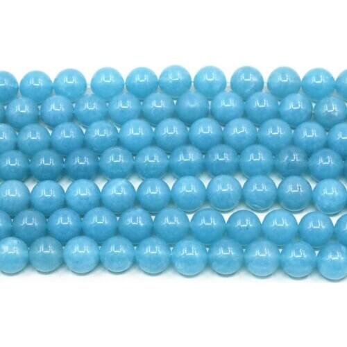 Round Aquamarines Stone Loose Beads for Jewelry Making 6 8 10 12mm Chalcedony DIY Necklace Bracelet Finding Accessories 15"A36