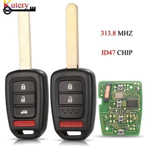 Kutery Remote Smart Car Key For Honda CRV Accord Civic Fit 4Buttons 313.8Mhz ID47 PCF7961 Chip MLBHLIK6-1T