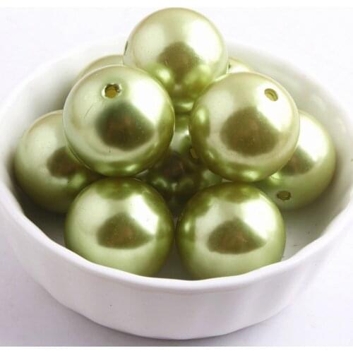 Kwoi vita 20mm Fashion A48 lime color acrylic Beads 100pcs a lot Imitation Pearl beads for Chunky Beads Jewelry