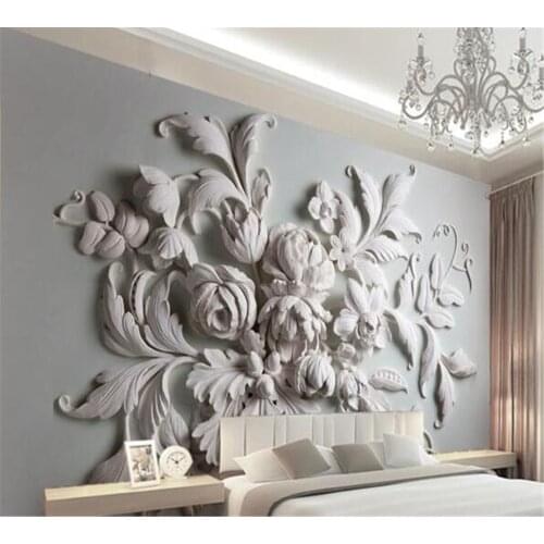 Beibehang Customized fashion wallpaper mural 3d exquisite European romantic peony flower embossed living room TV background wall