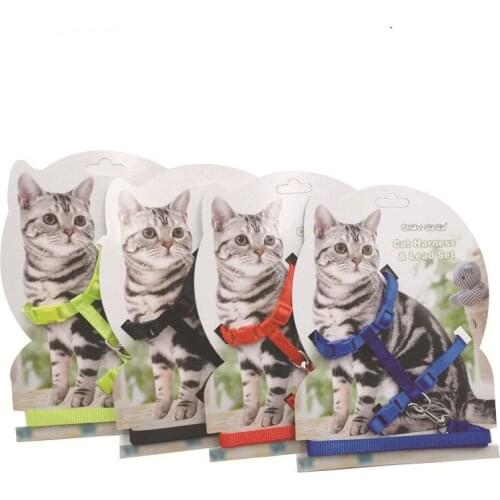 Nylon monochrome I-type pet products cat chain adjustable collar chest back cat traction cat products