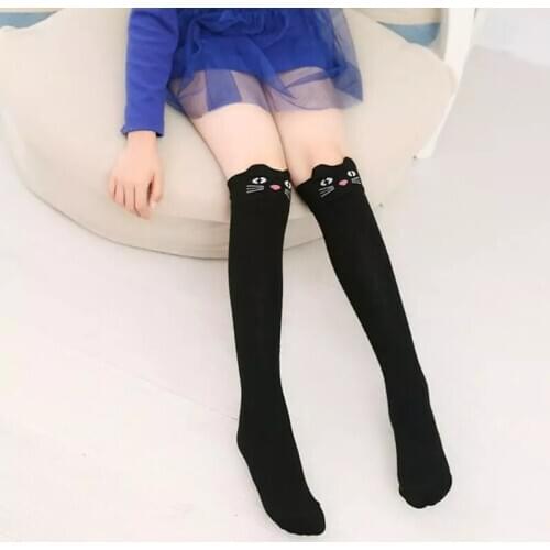 2018 New Spring Autumn Children Socks Cotton 3D Printing Cat Baby Girls Knee Socks Fashion Cartoon Bear Dancing Socks Toddlers