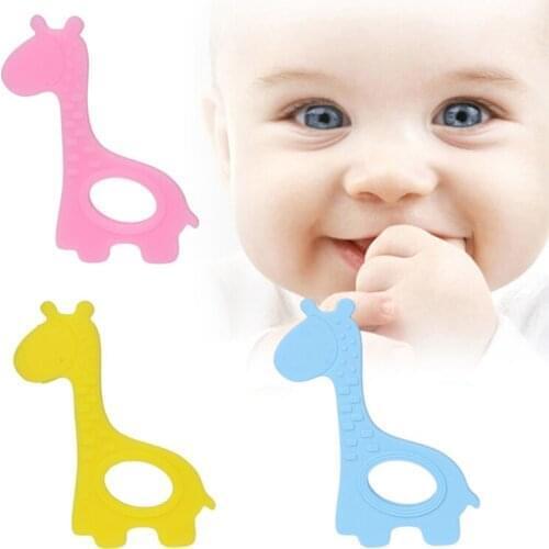 1Pc Baby Teether Food Grade Soft Silicone Teething Toys Kid Giraffe Shaped Chewing Toys Cute Pendant Nursing Necklace Teethers