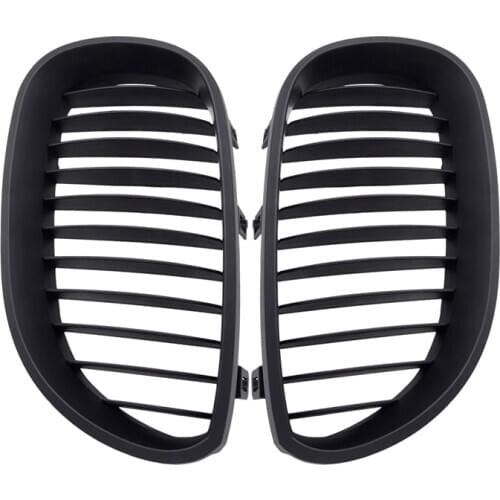 1 Pair Car Grill Racing Grille Matte Black Gloss For BMW 5 Series E60 E61 M5 520d 525 02-09 Front Grille Radiator Kidney Grille