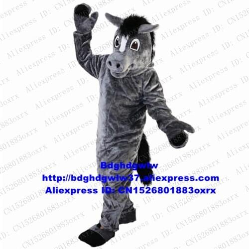 Grey Long Fur Steed Courser Horse Pony Mule Hinny Mascot Costume Cartoon Character Image Publicity Grand Bodog Casino zx570