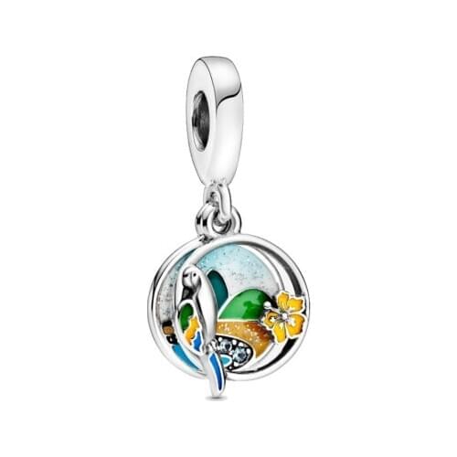 2020 New Original 925 Sterling Silver Beads Brazilian Beach Parrot Charm Fit Pandora Bracelet Bangle DIY Women Jewelry