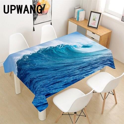 Sea Wave Ocean Tablecloth 3D Printed Table Cover Rectangular Tablecloth Wedding Birthday Party Kitchen Home Decor