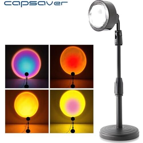 Capsaver LED Sunset Lamp Projection Lamp Photography Atmosphere Light Adjustable Wired USB Selfie Lights for Video Youtube Room