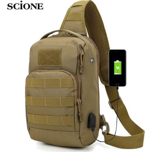 USB Camping Bag Tactical Chest Sling Backpack Military Army Shoulder Fishing Hiking Bags Travel Outdoor Bag Hunting Bags XA179A