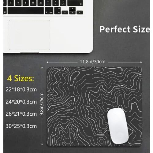 Topography Mouse Pad DIY Print Geography Topography Simple Dark Terrain Maps Map Contour Modern