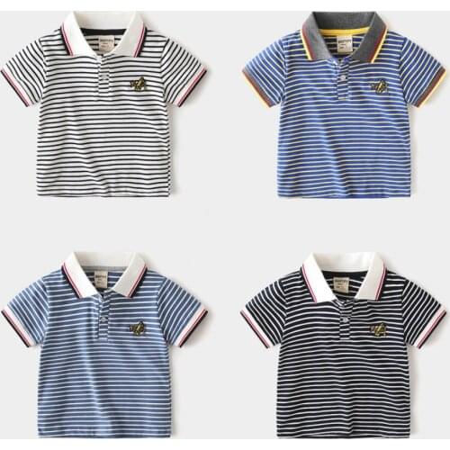 High Quality Kids Boy Polos Tops For Summer Children Striped Short Sleeve Polo Shirts Baby Boys Cotton Sports T-shirts Clothing