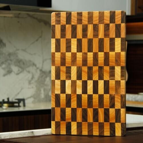 Premium End Grain Acacia Wood Cutting Board with Hand Grips Solid Sturdy Chopping Serving Tray Platter Perfect Gift