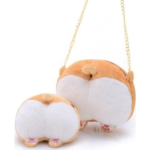 Shiba Inu Plush toy bags corgi ass girl Japanese kawaii Purse backpack cartoon Women Harajuku student bag shoulder handbag gift