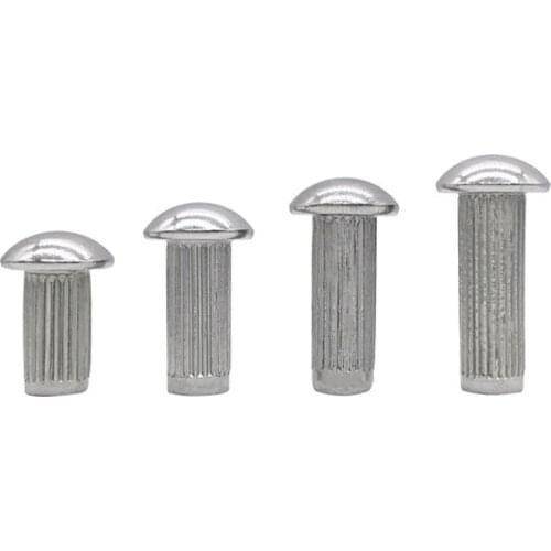 102Pcs M2 M2.5 Stainless Steel 304 Half Round Head Knurled Rivets Pan Header Riveting Hand Percussion Rivet GB827 3mm-12mm Long