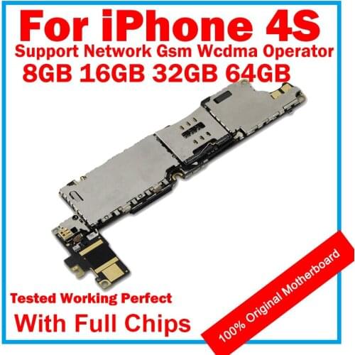 100% Original Unlocked For iphone 4S Motherboard For iphone 4 S Logic Board With IOS+full Chips MB 8GB 16GB 32GB 64GB Replace LB