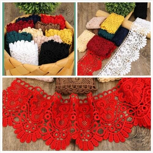 2Meter/Lot Cotton Water Soluble Hollow Embroidery Lace Trim DIY Garment Sofa Curtain Lace Fabric Lengthened Accessories 8CM Wide