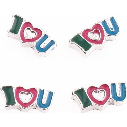 F1093 Letter I love You colorful floating charms 20pcs/lot for living memory glass floating locket charms DIY jewelry