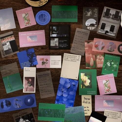 40pcs/pack PET English phrase landscape Stickers Scrapbooking Junk Journal Aesthetics Creativity Stationery Decoration Stickers