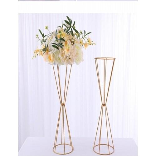 70CM/50CM Flower Vases Gold/ White Flower Stands Metal Road Lead Wedding Centerpiece Flowers Rack For Event Party Decoration