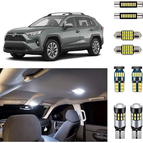 8pcs Super Bright 6000K White LED Interior Lights Kit Dome light Trunk Cargo Lamp For Toyota RAV4 2016 2017 2018 2019 2020
