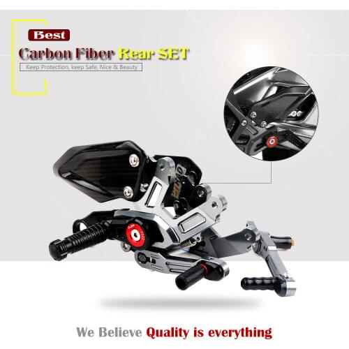 Motorcycle Carbon Fiber CNC Aluminum Adjustable Foot Pegs Rest Rearset Rear Set Footrest for BMW S1000 RR S1000RR 2015-2018