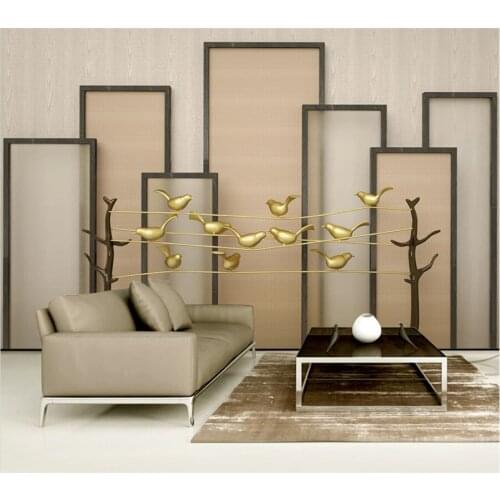 Beibehang Custom wallpaper 3d papel de parede new Chinese golden bird cloth screen TV background wall papier peint 3d фотообои