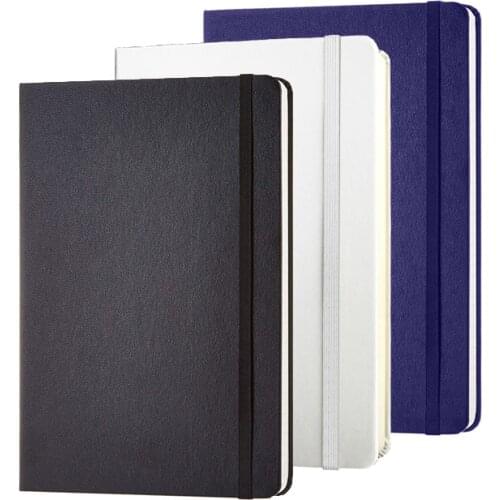 Factory Price Classic A5 Hardcover 192 Pages 80gsm Ivory Paper Lined Journal Notebook With Elastic Strap And Expandable Pocket