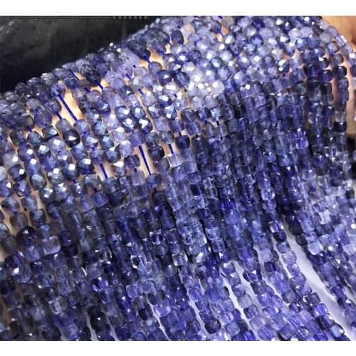 AAAA LOOSE BEADS BLUE Lolite square faceted 4/6mm Wholesale for DIY jewelry necklace 36cm
