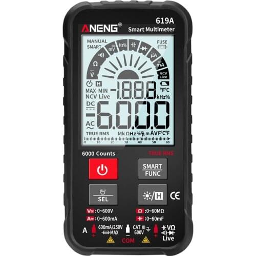 ANENG 619A Digital Multimeter AC Currents Voltage Testers True RMS 6000 Counts Professional Analog Bar Multimetro NCV Meter