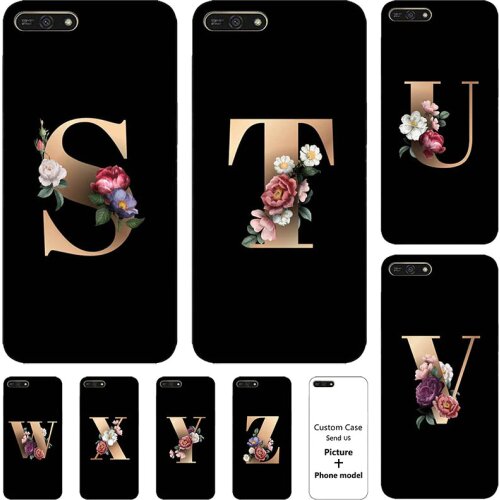 Flower 26 English Letter Initial Case For Huawei Y6 Prime 2018 ATU-L31 Honor 7C Pro Honor 7A Pro AUM-L29 5.7" Soft Cover