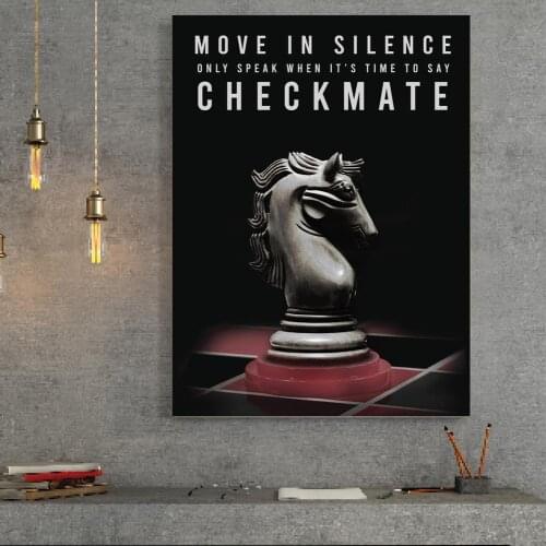 Move in silence, only speak when its time to say checkmate. Wall Art Home Decor Canvas Prints Motivational Chess Poster Paintin