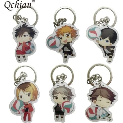Haikyuu! Keychain Karasuno Nekoma Anime Karasuno High School Doomed Battle Key Chains for Men Women Keyring Holder Acrylic