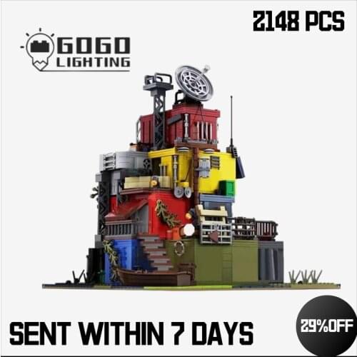 MOC Post ApocalypticING-Survivors Base on Docks Building Blocks Collection Street View Creative Children Toys Kids Gifts 2184PCS