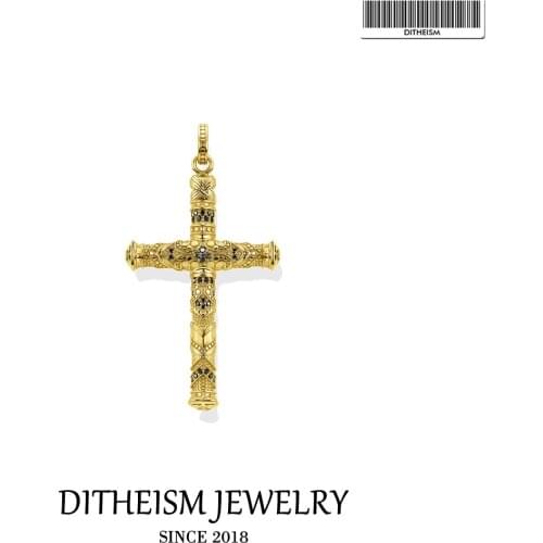Pendant Golden Cross Elaborate Design 925 Sterling Silver Fit Necklace 2021 New Fine Jewelry Ethnic Bijoux Gift For Women & Men