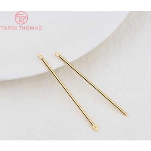10PCS 40x1.2MM 24K Gold Color Brass Round Rods Connector Charms Pendants High Quality Diy Jewelry Findings Accessories
