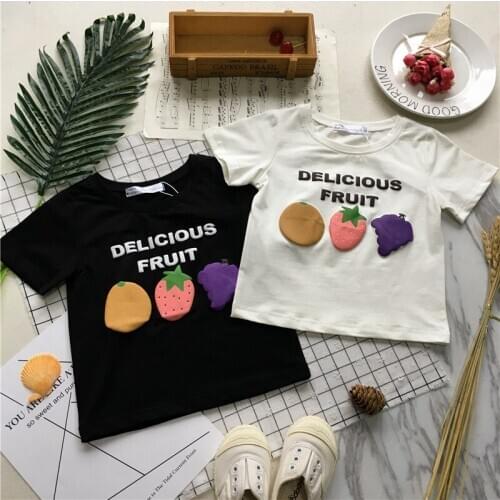 Tonytaobaby Summer Wear New Style Boys and Girls Fruit Short Sleeve T-shirt Pure Cotton Stereo Short Sleeved T-shirt