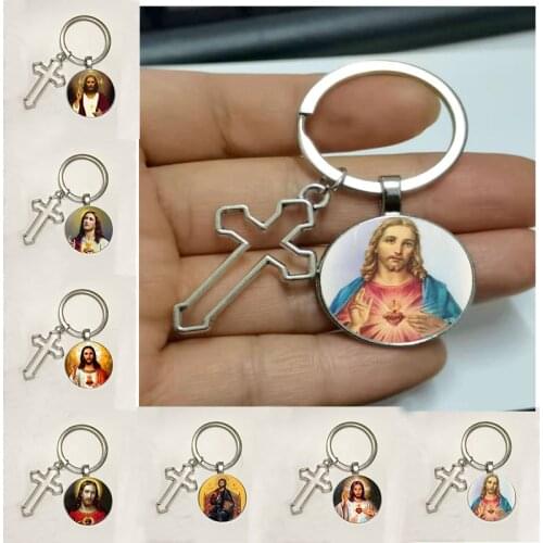 Hot! Girl Of The Sacred Heart Of Jesus Wholesale Luxury Brand Jewelry Glass Cabochon Keyring Angel Wings Keychain Jewelry That L