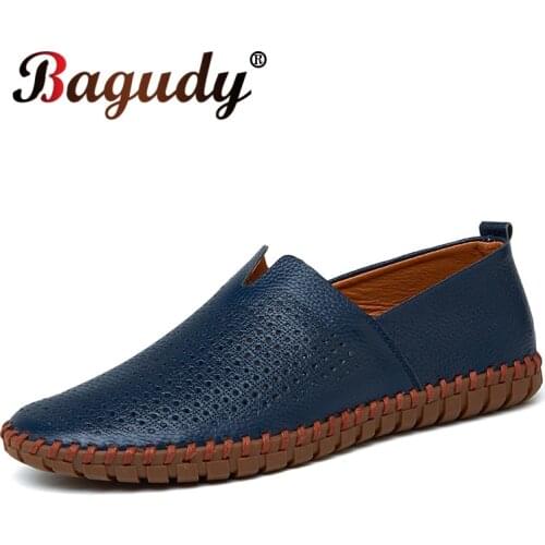 Summer Mens Genuine Leather Casual Shoes Breathable soft Men Loafers Driving Oxfords Shoes Moccasins Men Flats Shoes big size 50